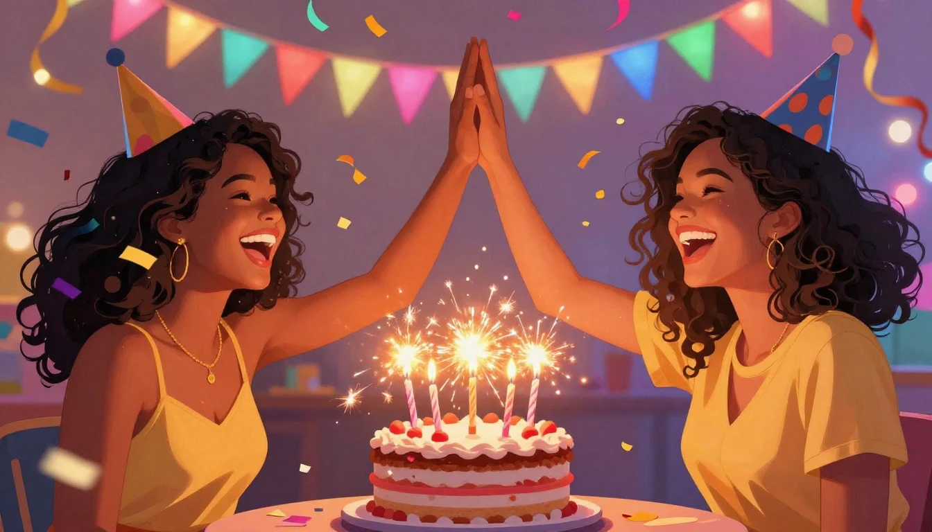 A festive and vibrant digital illustration celebrating frien...