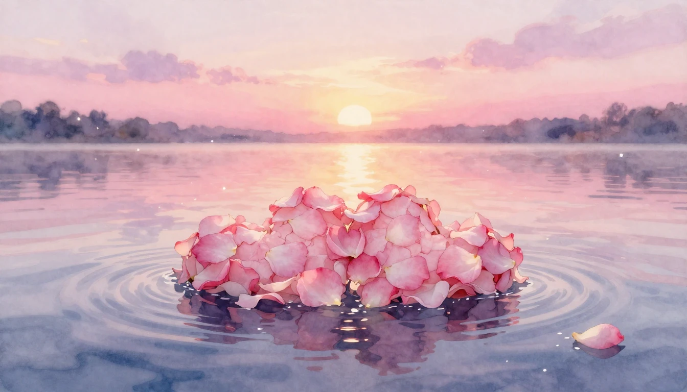 A beautiful and soft watercolor painting of two intertwined ...