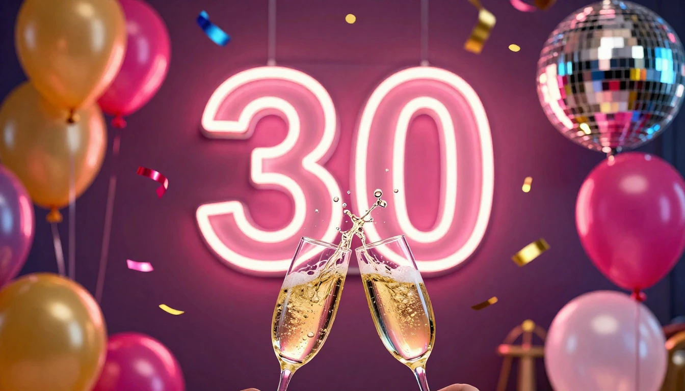 A vibrant and colorful birthday party scene centered around ...