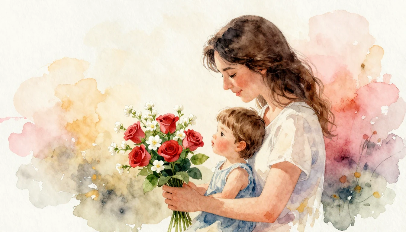 A heartwarming watercolor painting illustrating the uncondit...