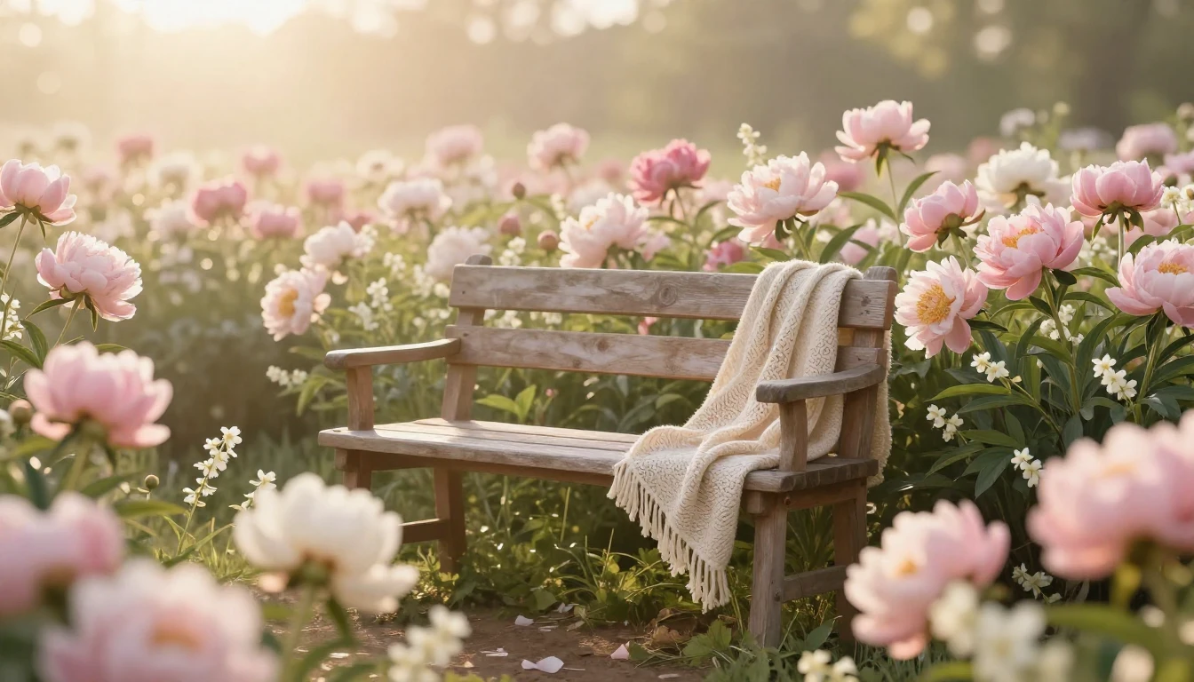 A serene and breathtaking scene featuring a sun-drenched mea...