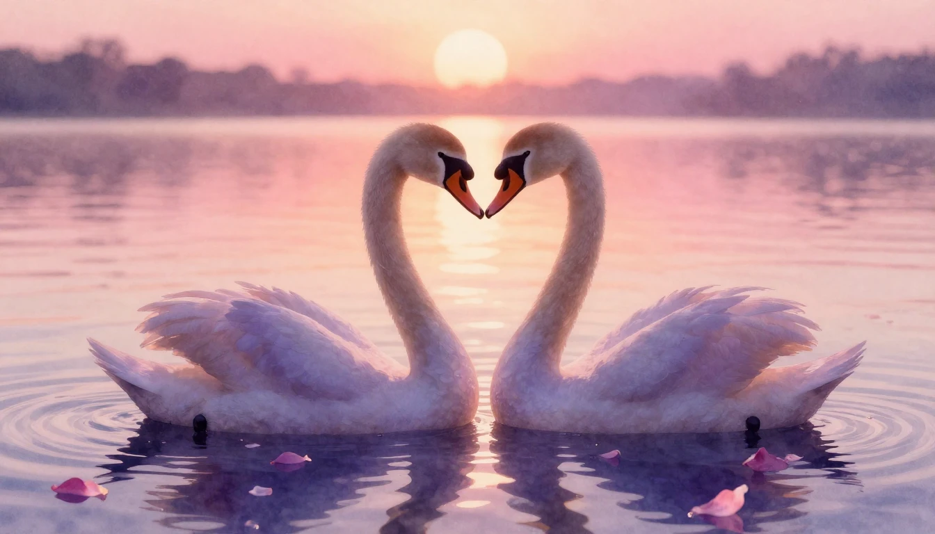 A delicate and ethereal watercolor painting depicting two st...