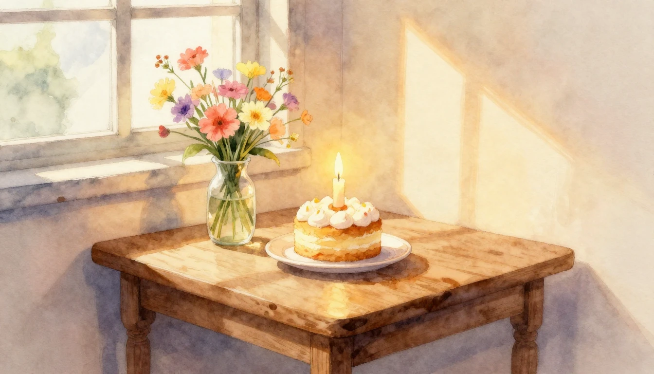 A beautiful watercolor painting of a cozy indoor setting. A ...