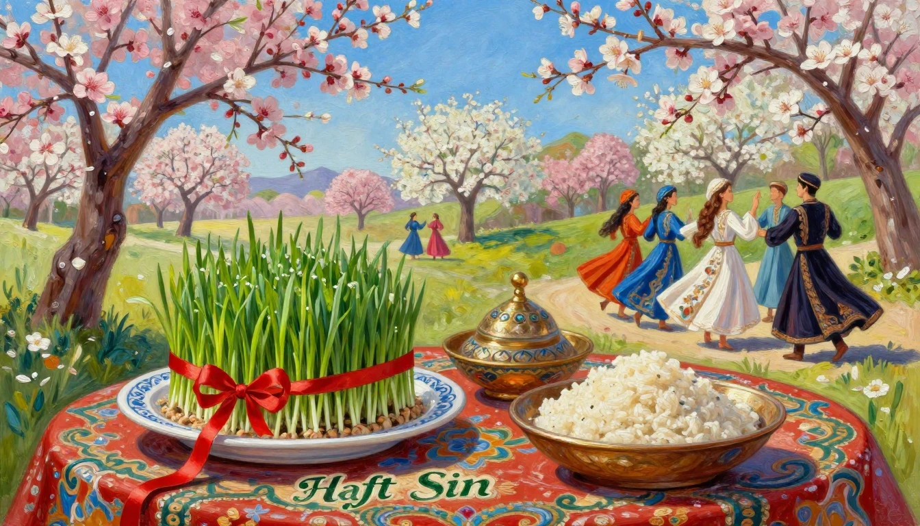 A vibrant and festive oil painting depicting the celebration...