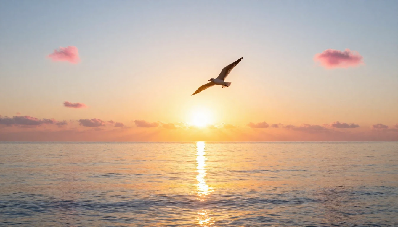 A beautiful sunrise over a calm ocean, symbolizing a fresh s...
