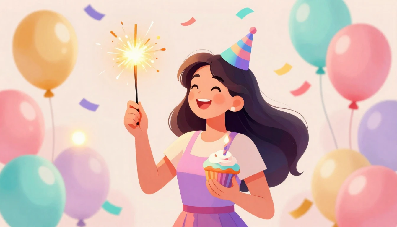 A vibrant and festive digital art illustration centered on a...