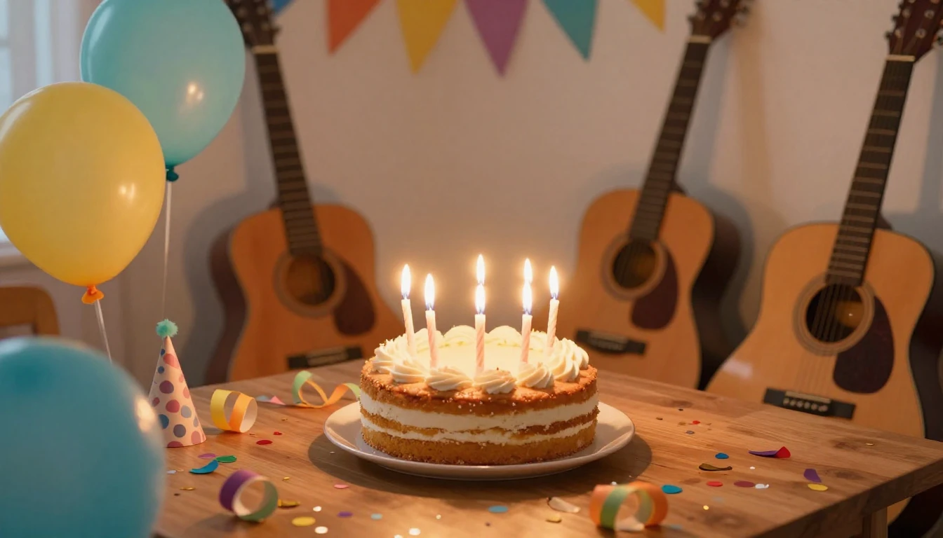 A vibrant and cheerful birthday party scene focusing on the ...
