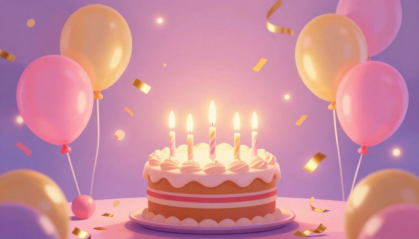 A vibrant and colorful party scene celebrating a birthday, d...