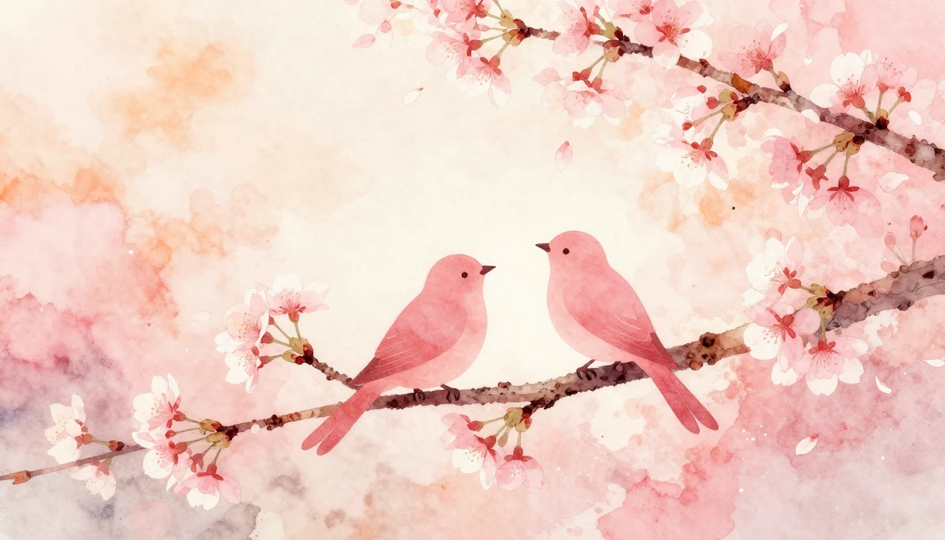 A soft watercolor painting depicting two stylized silhouette...