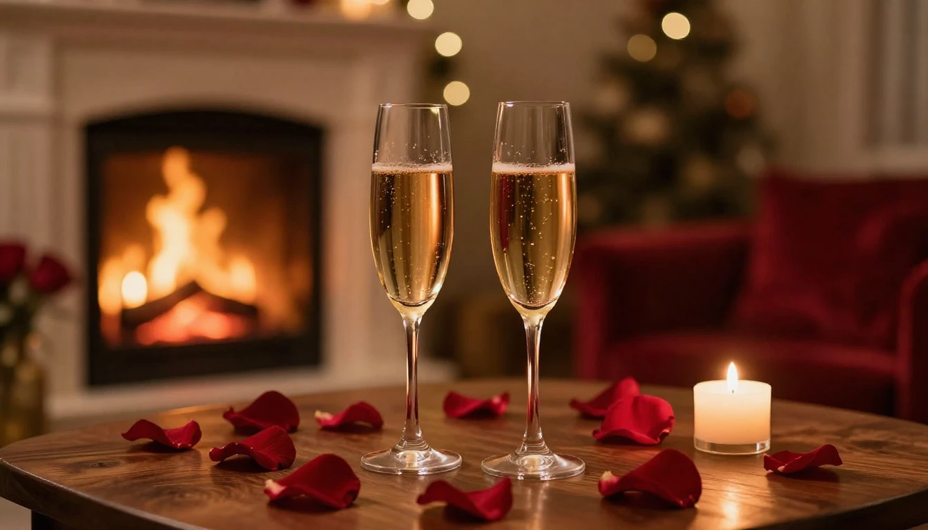 A breathtakingly romantic scene featuring two elegant glasse...