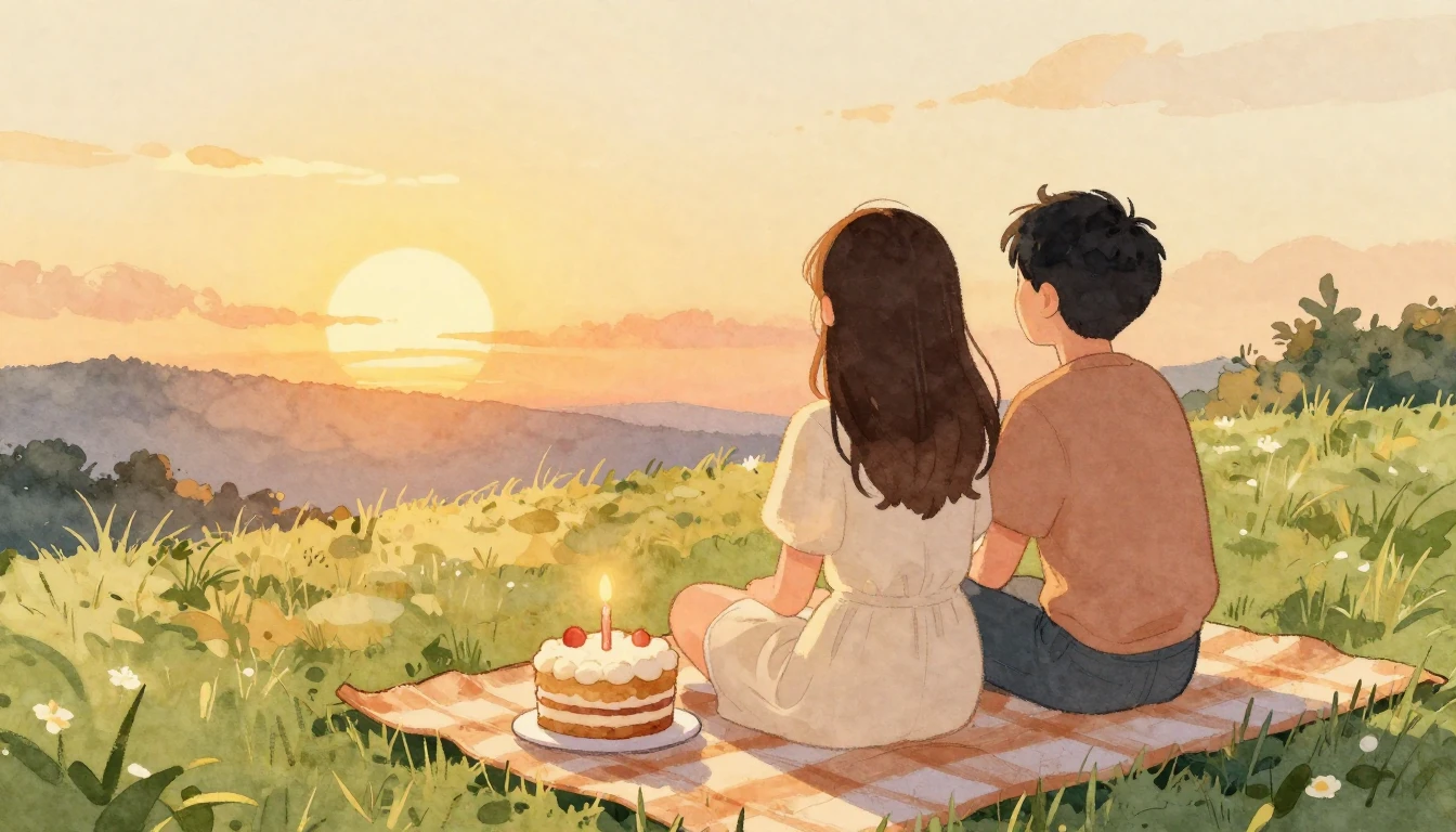 A heartwarming watercolor illustration showing two close fri...