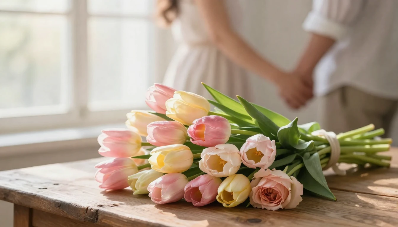 A beautiful, romantic composition featuring a large bouquet ...