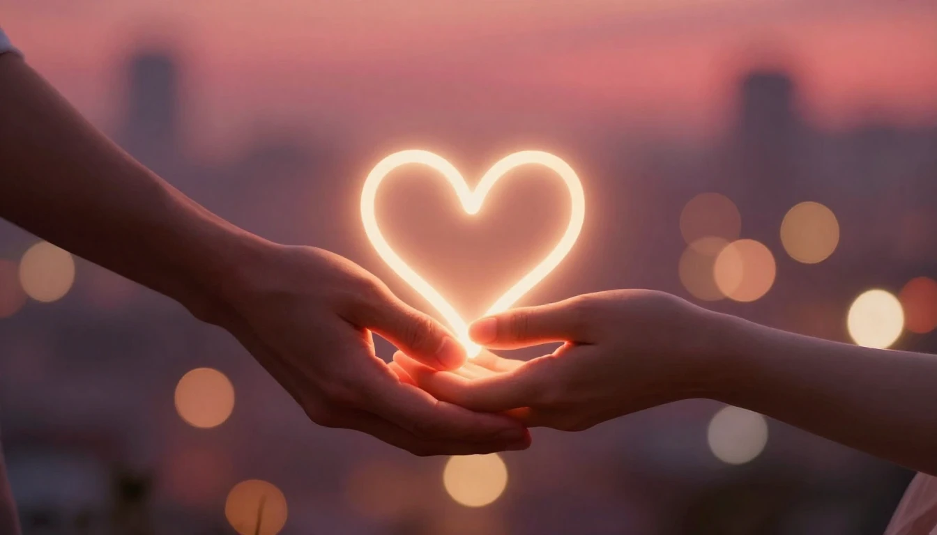 A romantic and tender composition depicting two hands gently...