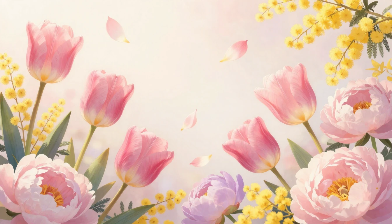 A beautiful composition of blooming spring flowers like tuli...