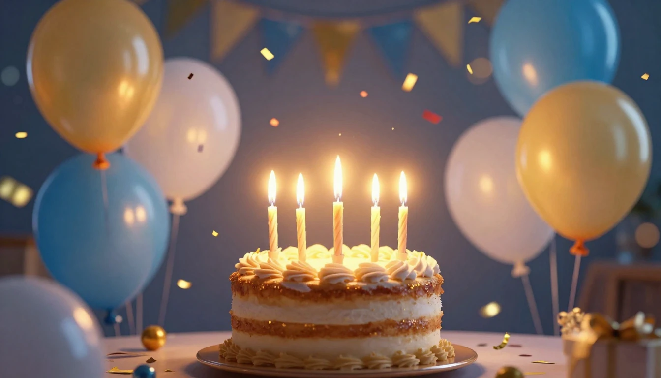 A vibrant and festive scene celebrating a birthday, high qua...