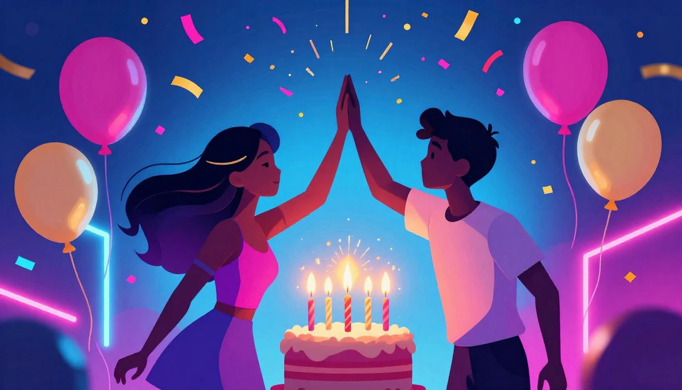 A vibrant digital art illustration symbolizing friendship an...