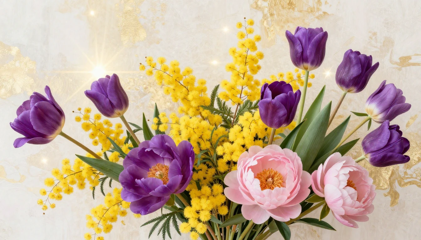 A vibrant and artistic composition featuring a variety of bl...