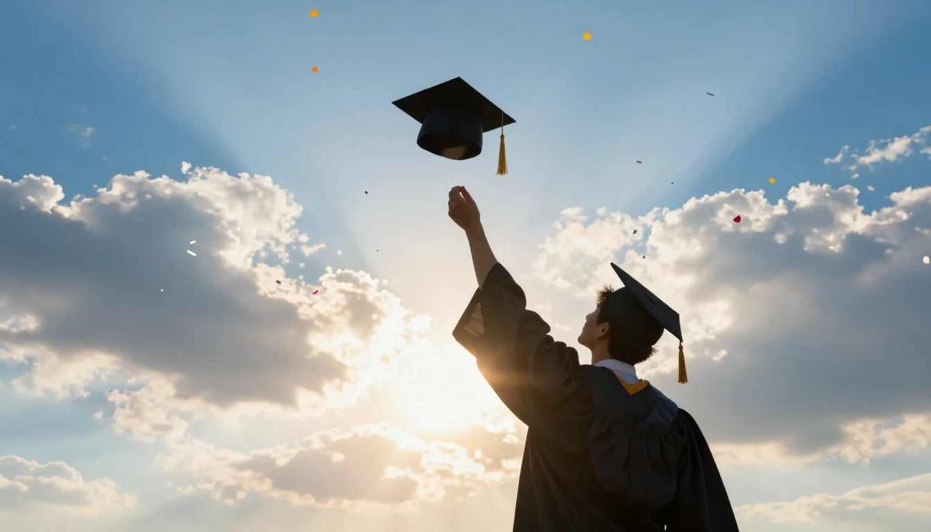 A vibrant and uplifting scene symbolizing academic success a...