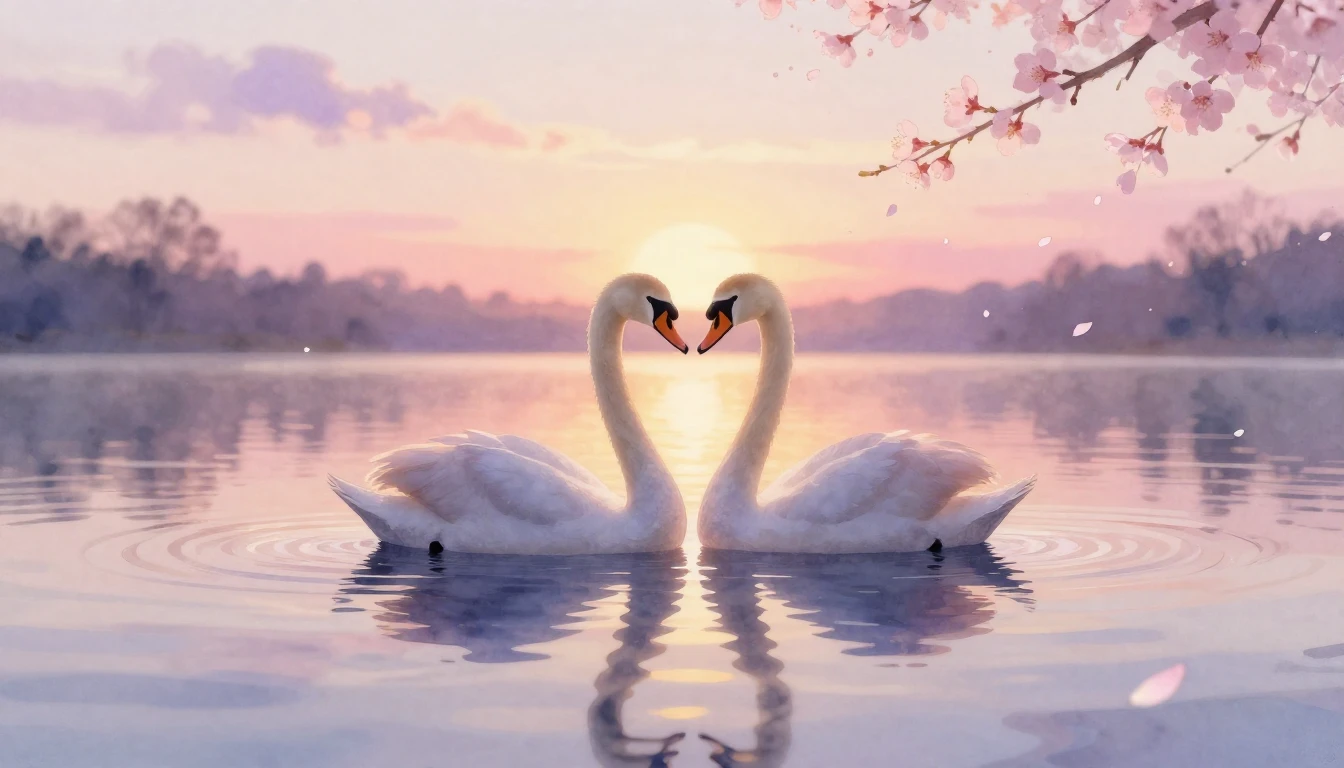 A delicate watercolor painting of two intertwined silhouette...