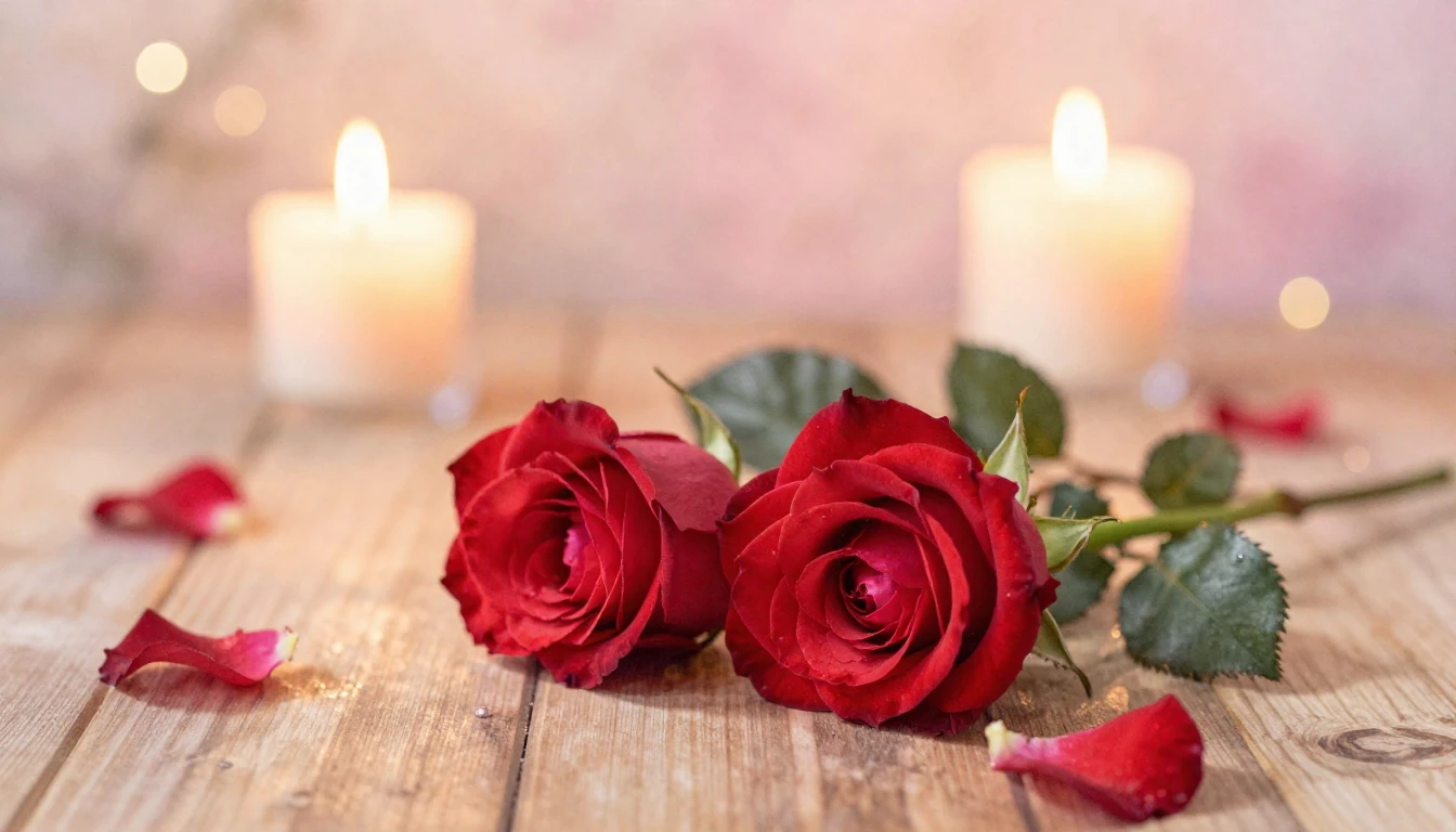 A soft and ethereal watercolor painting of two delicate red ...