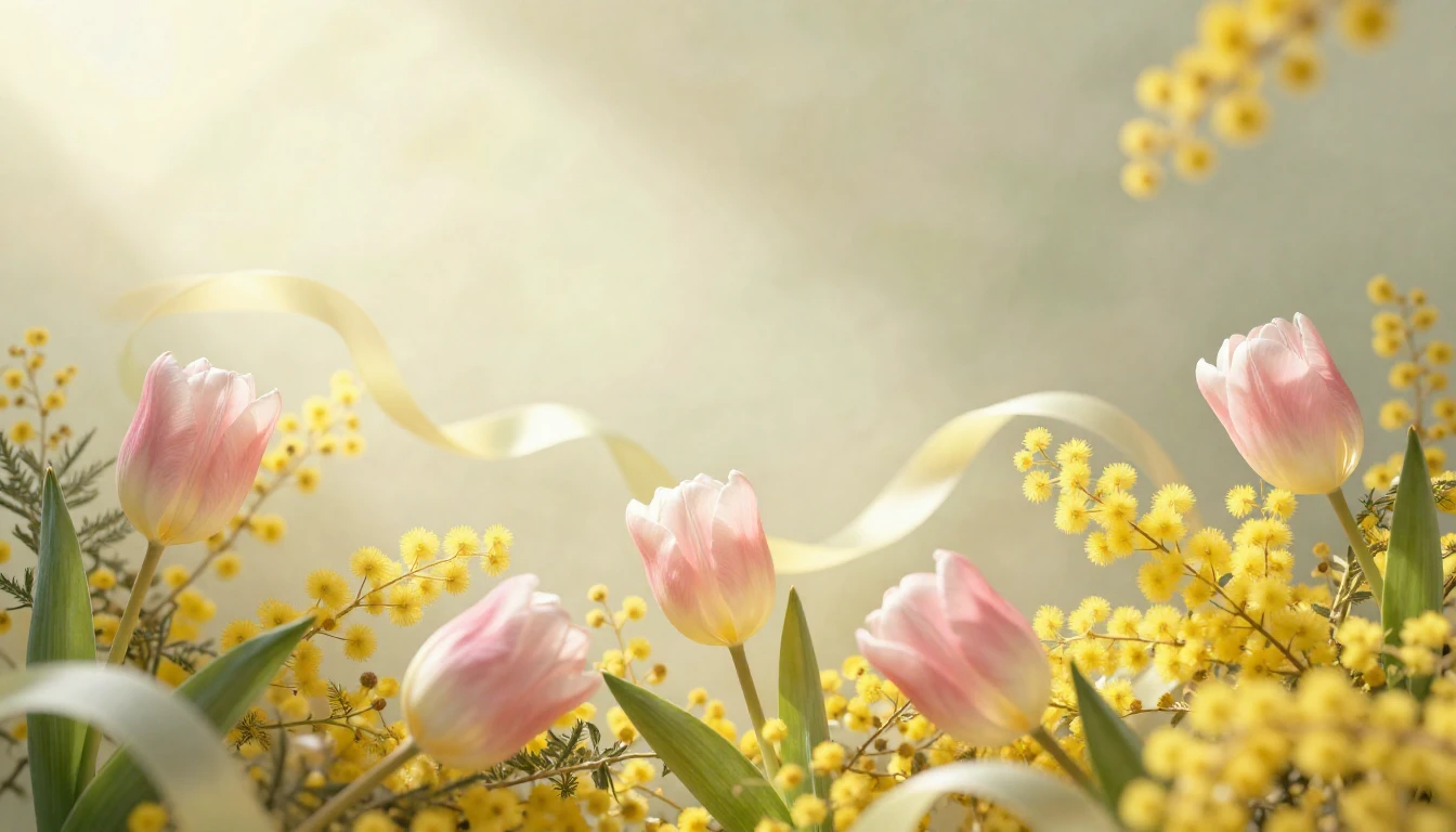 A beautiful composition featuring delicate spring flowers li...