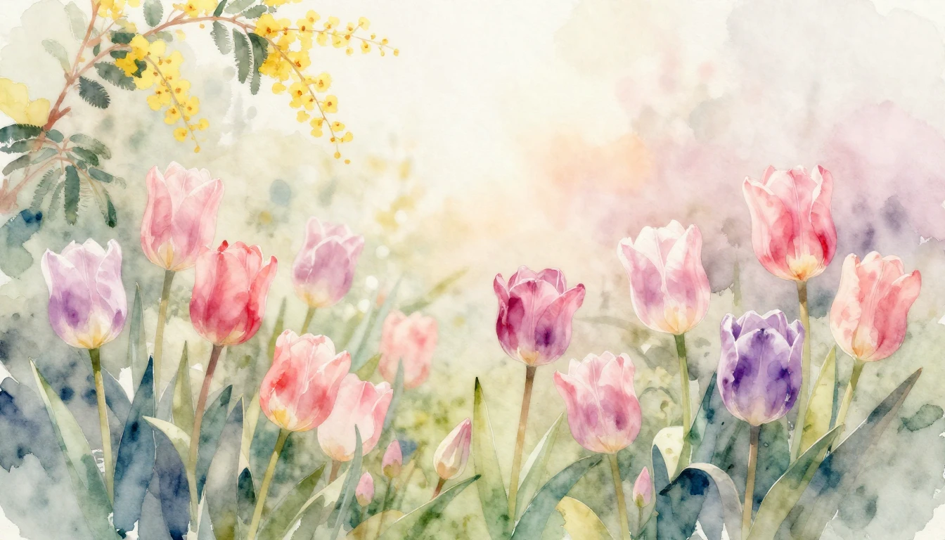A beautiful and delicate watercolor painting of a blooming s...