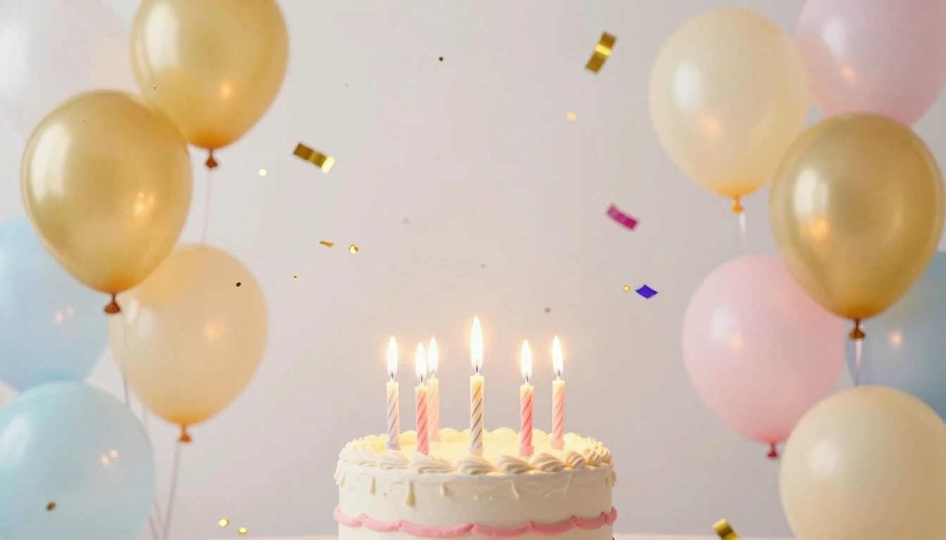 A vibrant and colorful birthday celebration scene, focusing ...