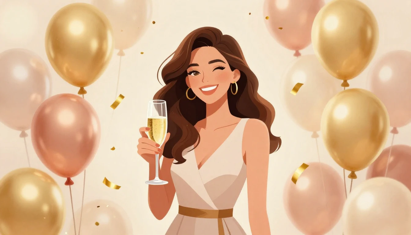 A vibrant and elegant illustration of a 50th birthday celebr...