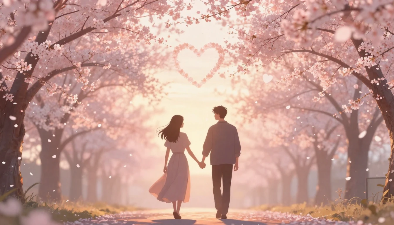 A romantic and dreamy composition featuring two silhouettes ...