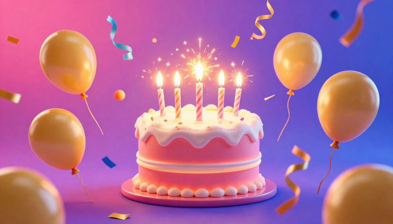 A vibrant and festive concept art representing a birthday ce...