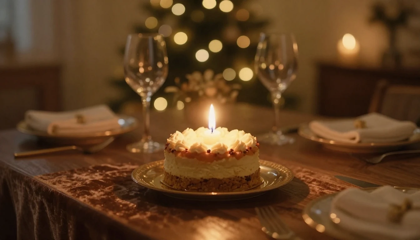 A warm, intimate scene bathed in soft, golden candlelight. A...