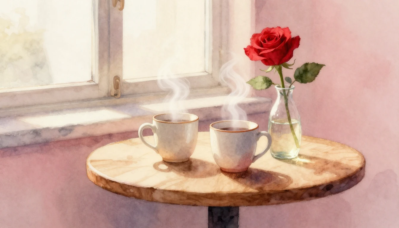 A soft and dreamy watercolor illustration of a cozy indoor s...