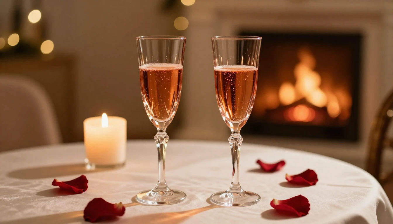 A close-up shot of two elegant crystal glasses filled with s...