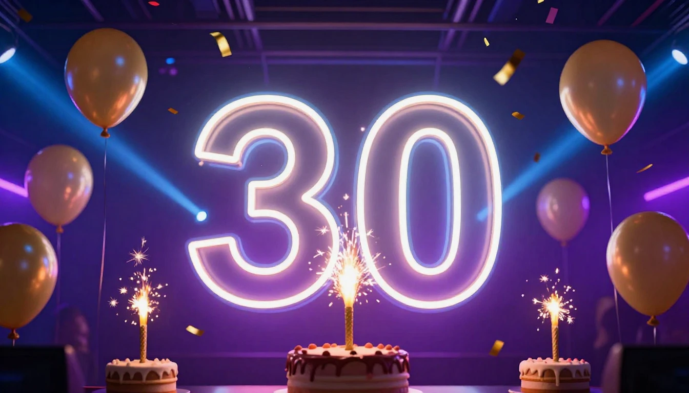 A vibrant and energetic party scene featuring a large glowin...