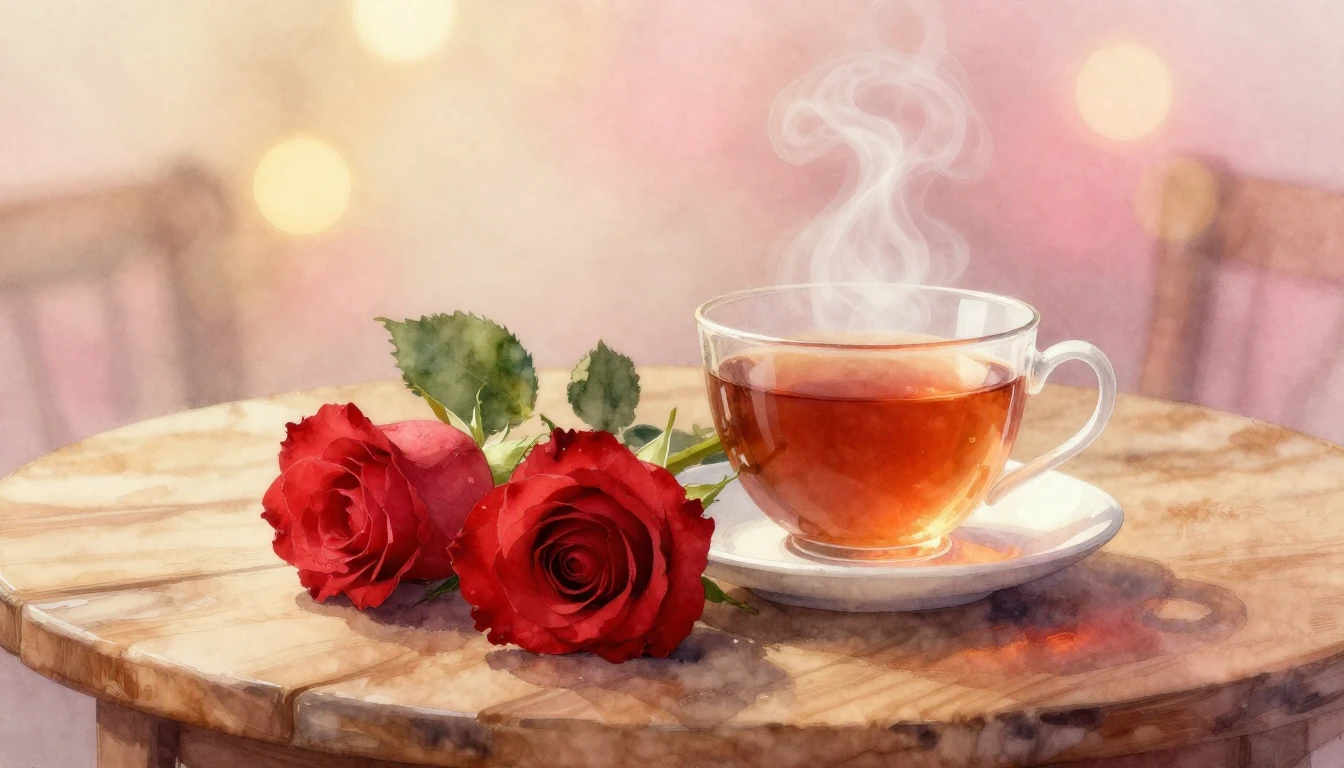 A soft and dreamy watercolor painting depicting two delicate...