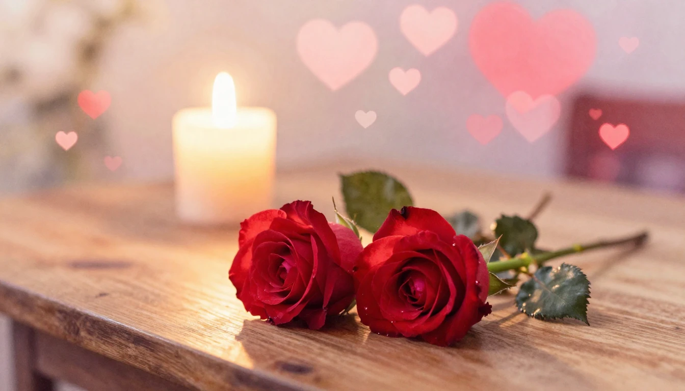 A dreamy watercolor painting of two delicate red roses inter...