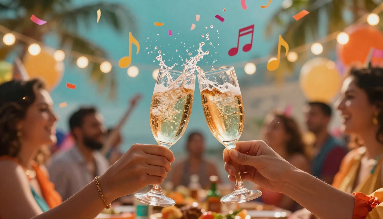 A vibrant and festive scene depicting a joyful birthday cele...