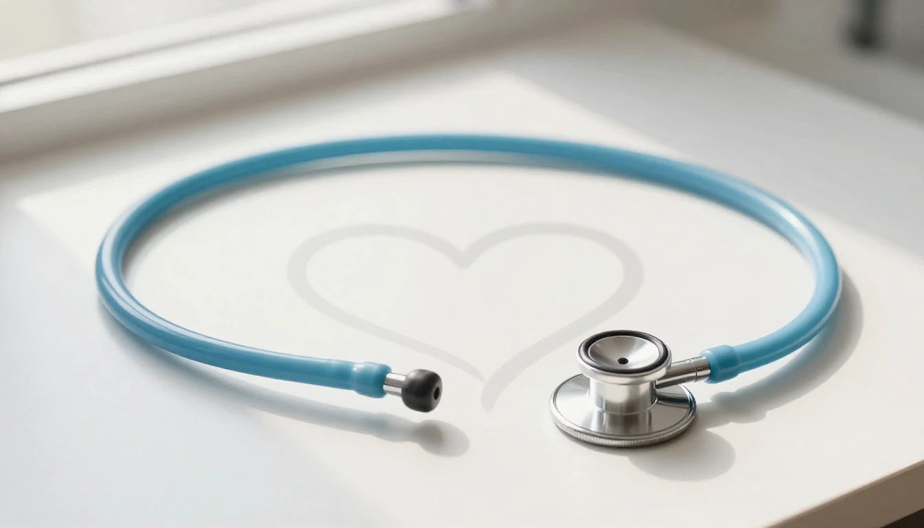 A clean and serene minimalist composition featuring a stetho...