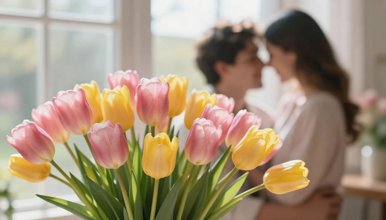 A beautiful romantic composition featuring a large bouquet o...