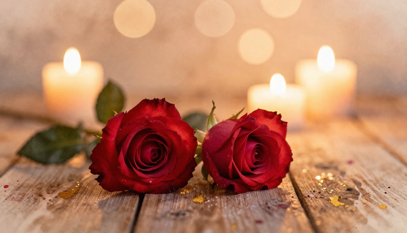 A soft watercolor painting depicting two delicate red roses ...