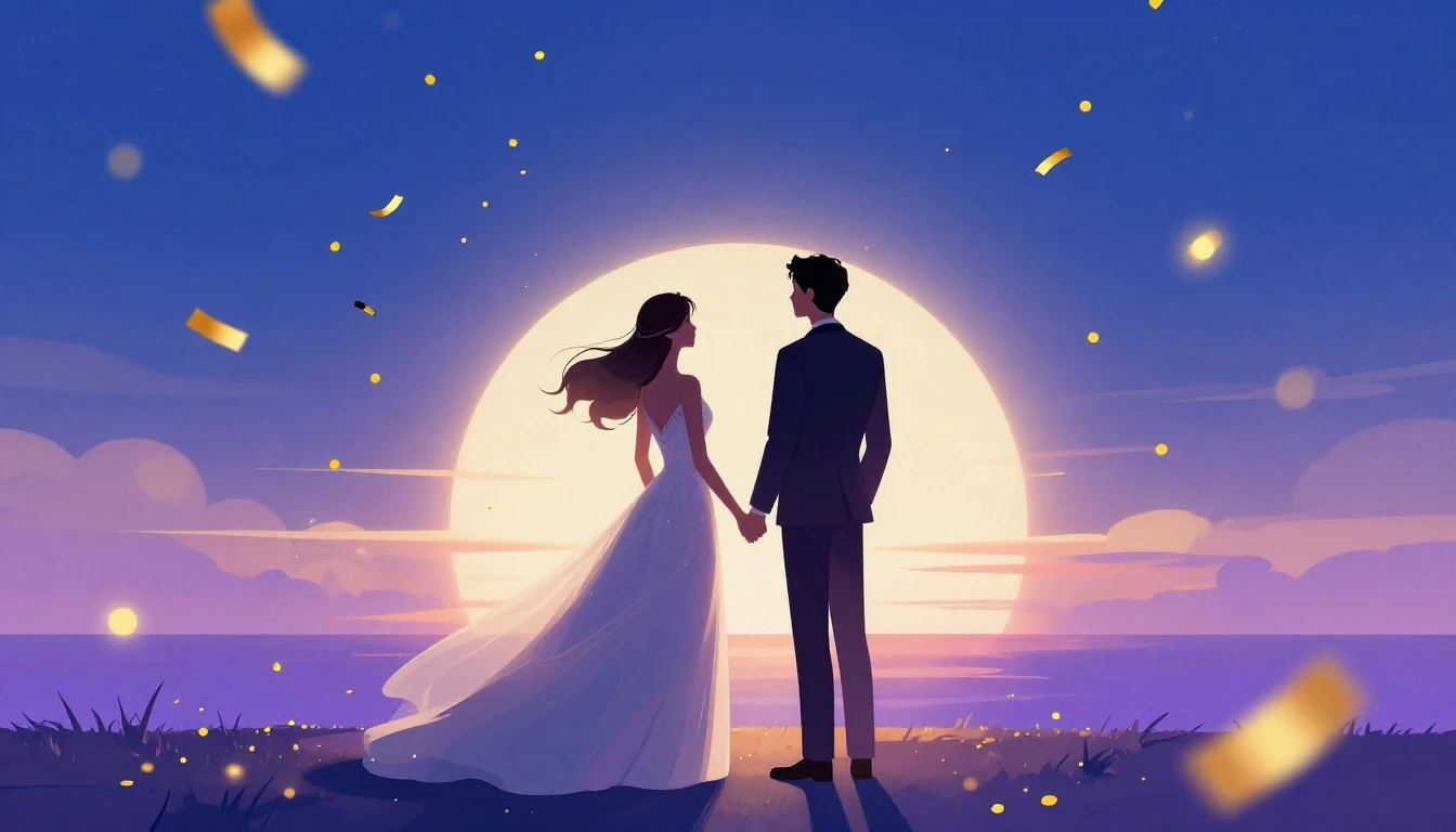 A vibrant and romantic digital art illustration suitable for...