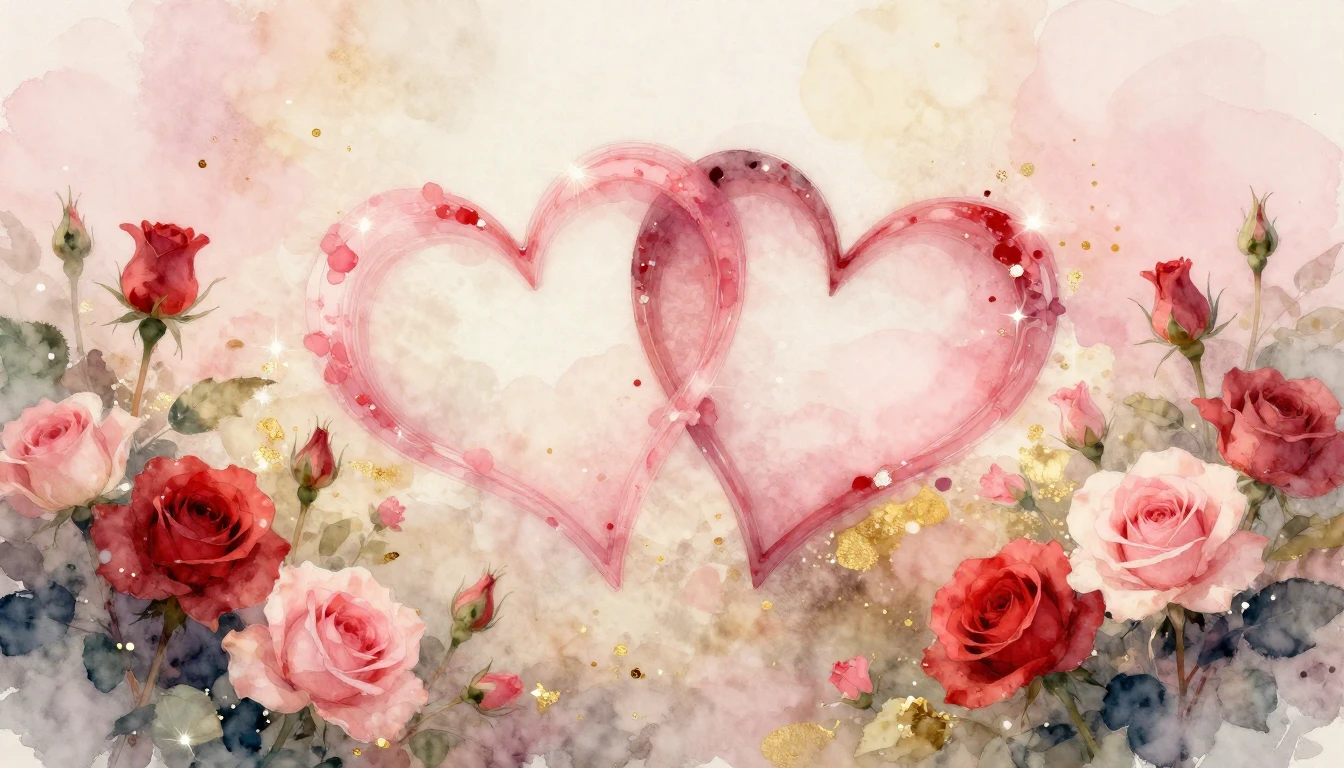 A delicate and ethereal watercolor painting depicting two st...