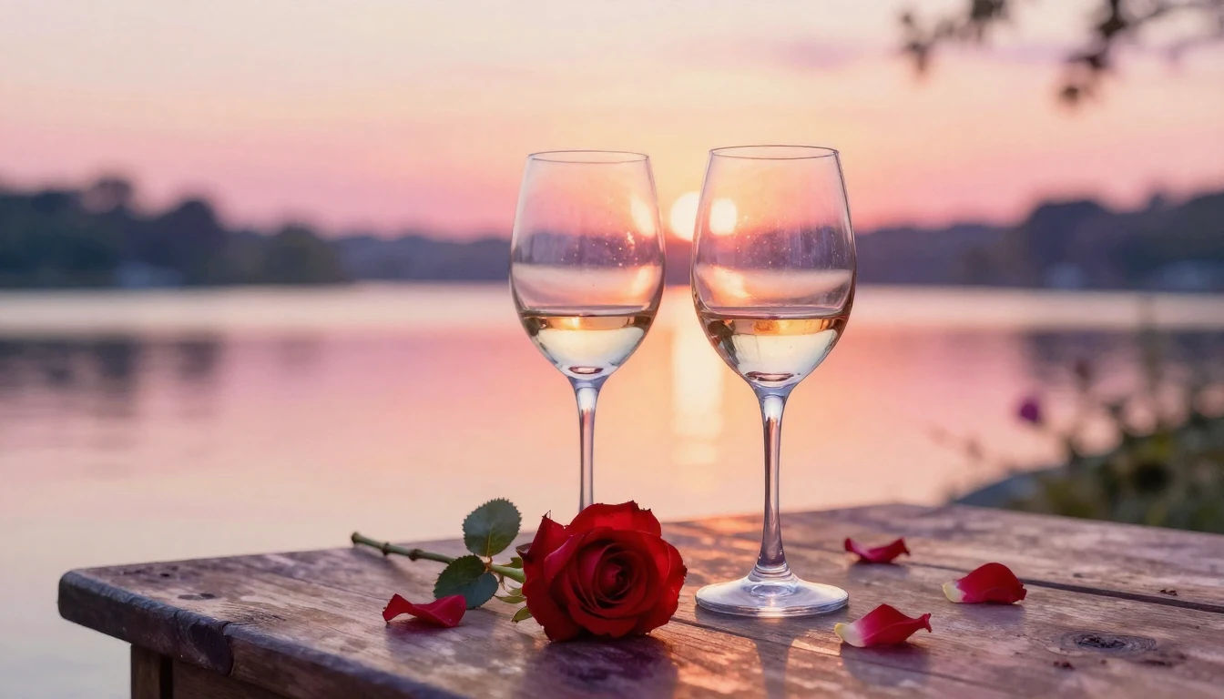 A beautiful watercolor painting of two elegant wine glasses ...