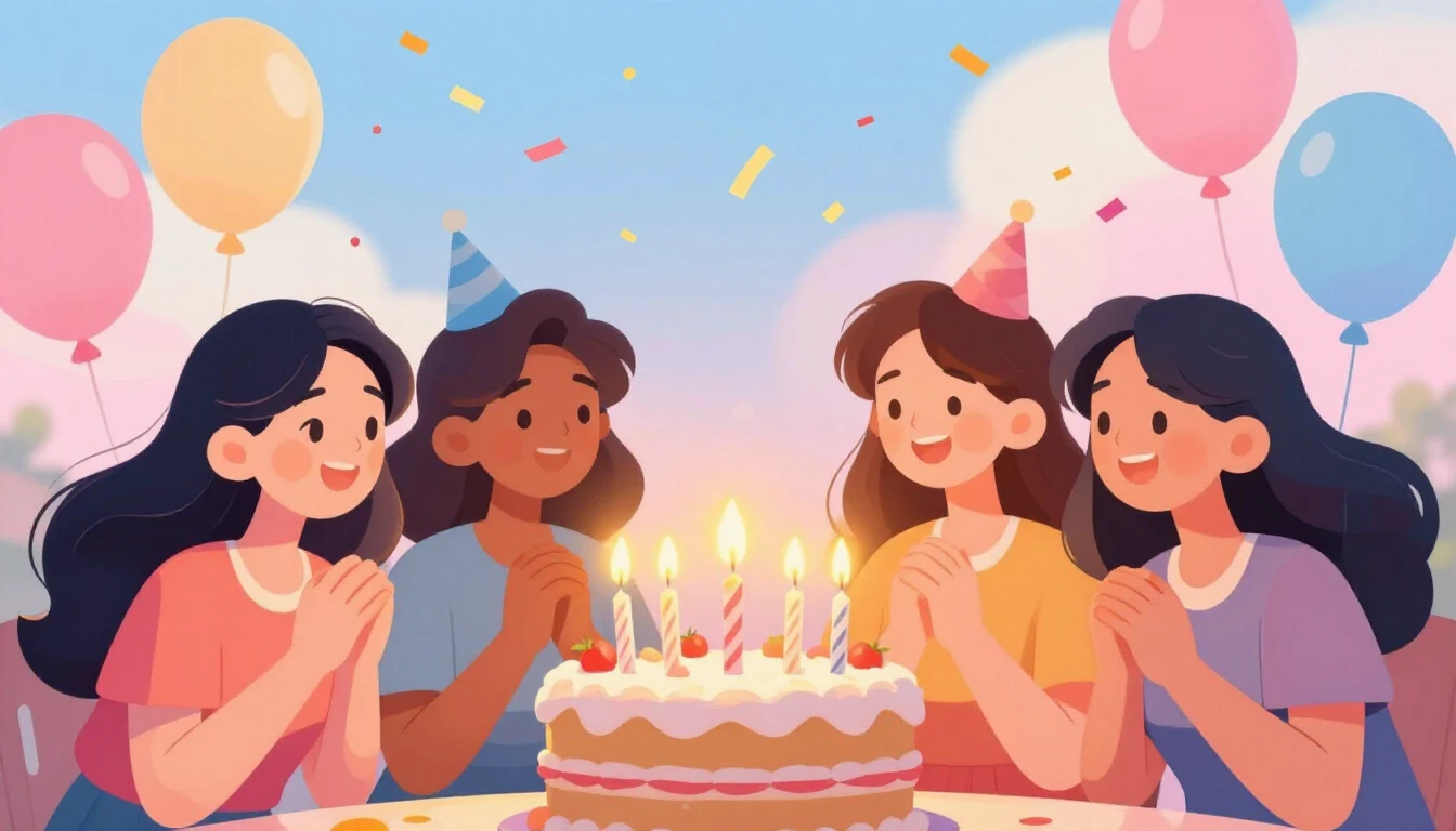 A vibrant and heartwarming digital art illustration celebrat...