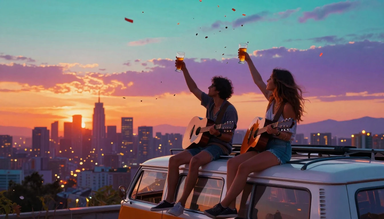 A vibrant and energetic digital artwork depicting two best f...