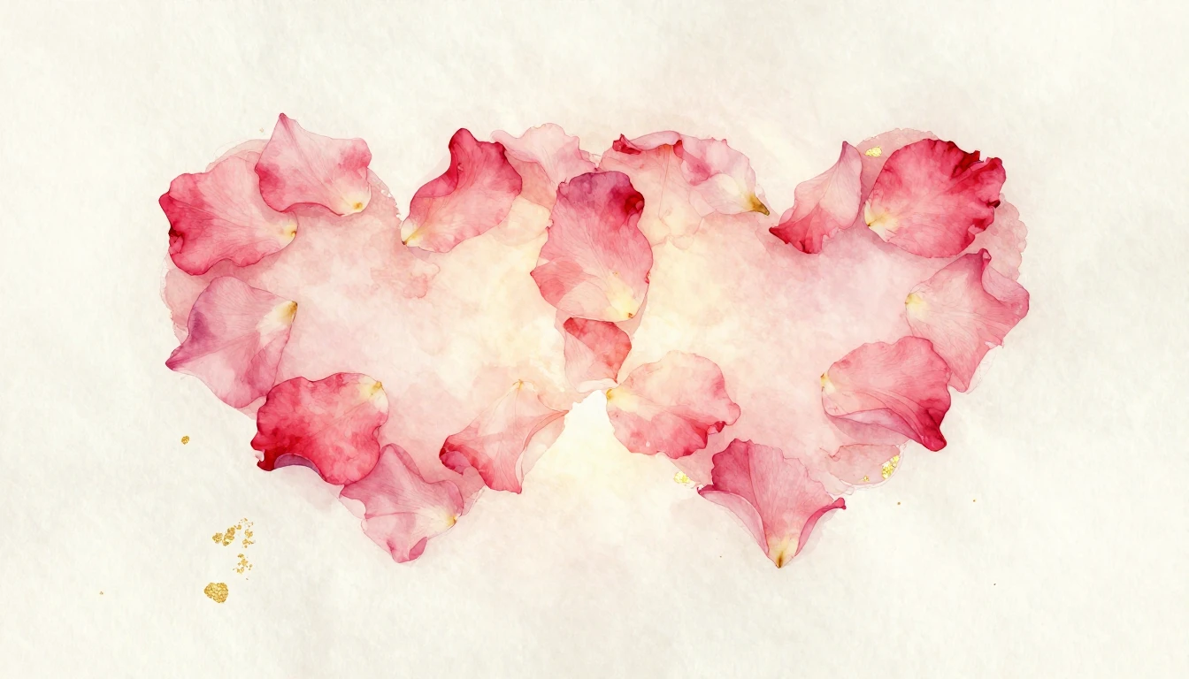 A soft watercolor painting of two intertwined hearts made of...
