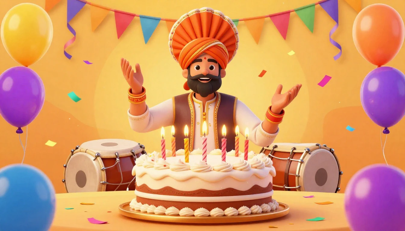 A vibrant and energetic birthday party scene specifically de...