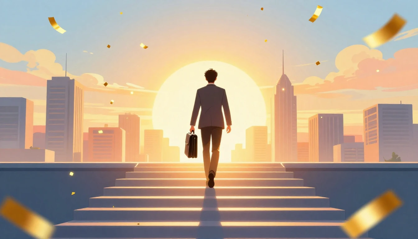 A vibrant and uplifting illustration of a person confidently...