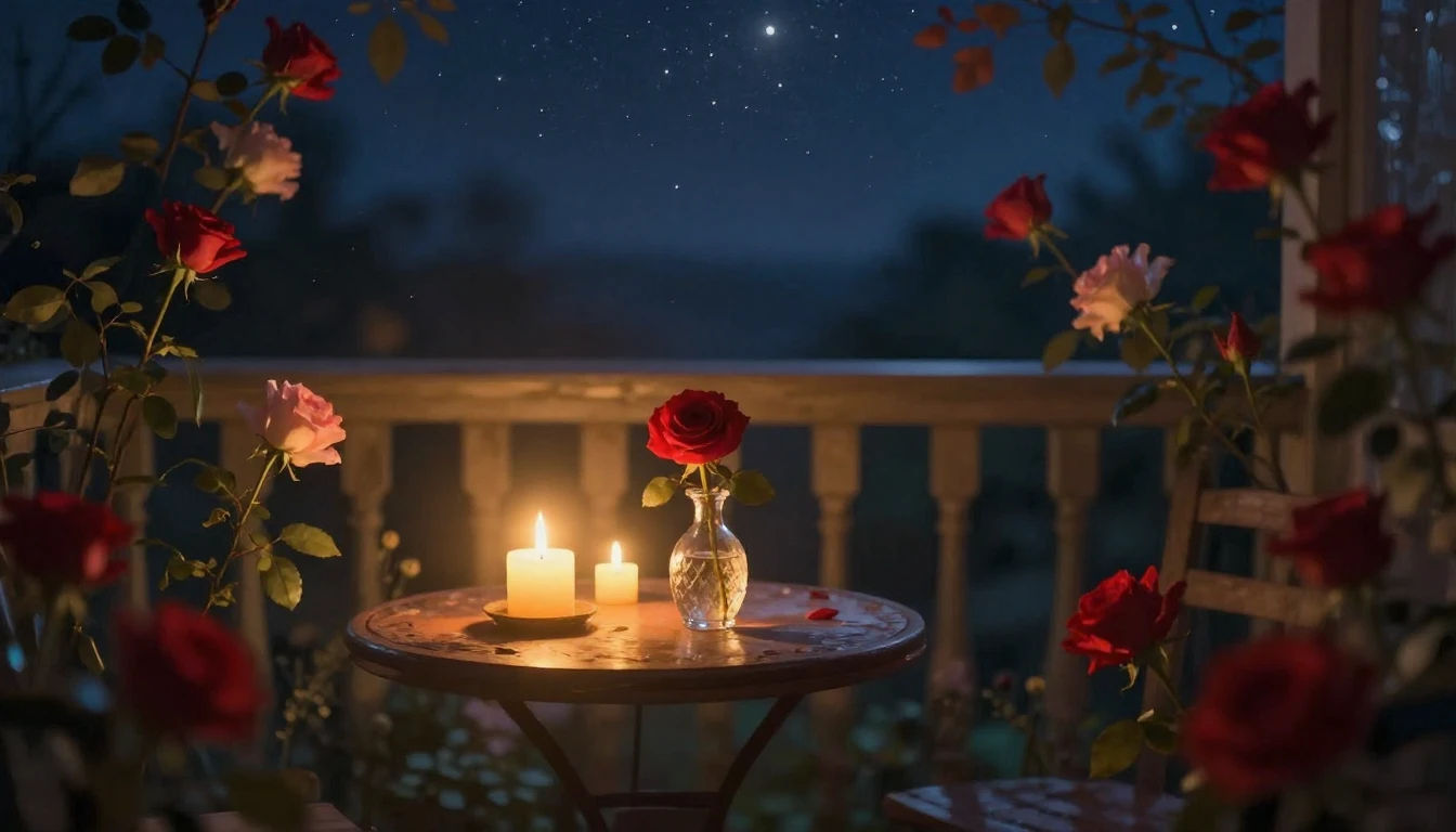 A dreamy, impressionistic scene of a quiet balcony overlooki...