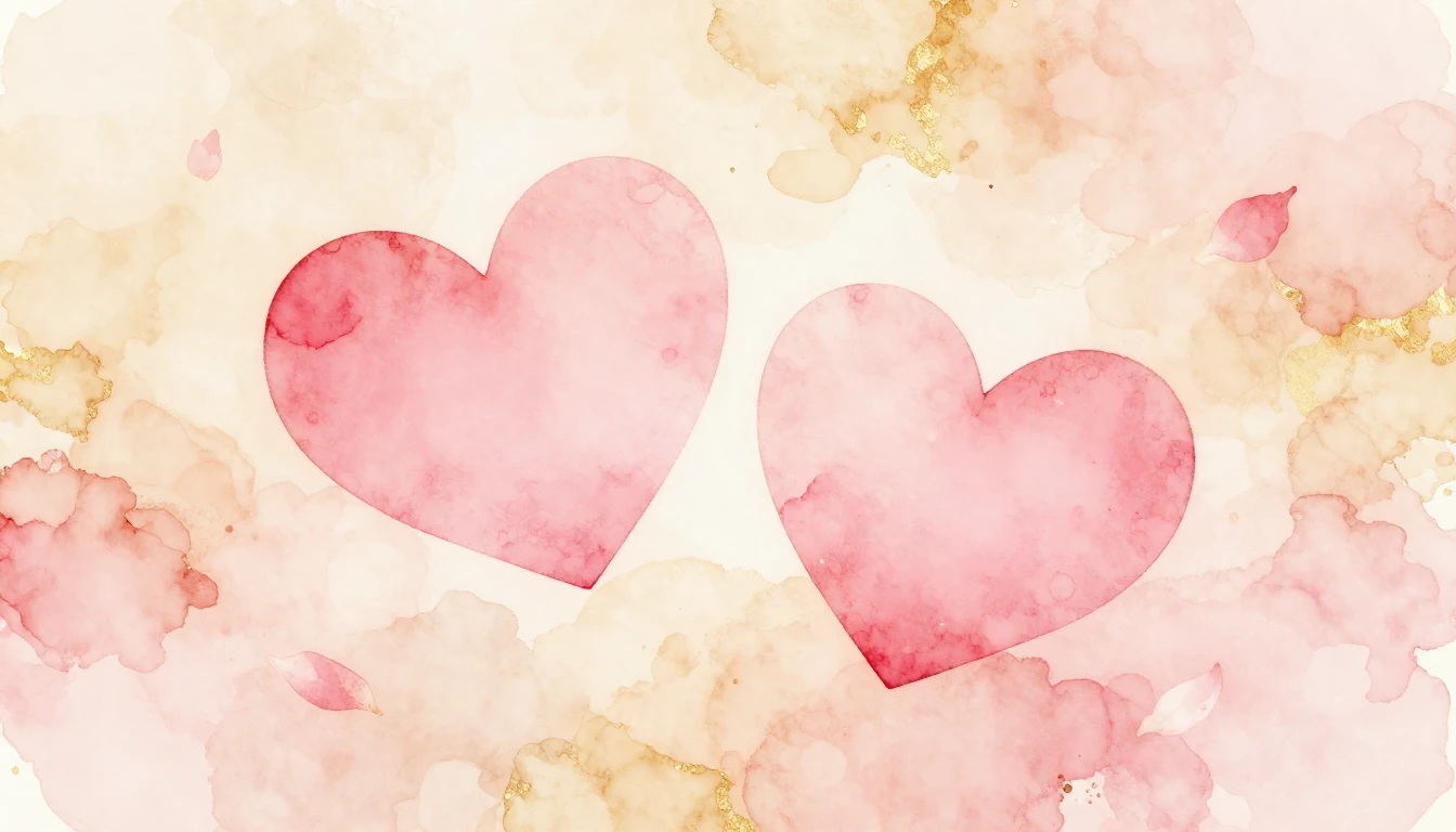 A beautiful watercolor illustration of two soft pink hearts ...